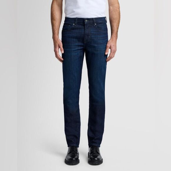 Men’s Seven For All Mankind Slimmy Dark Wash Straight Leg Jeans Size 28 x 30 - Picture 1 of 13